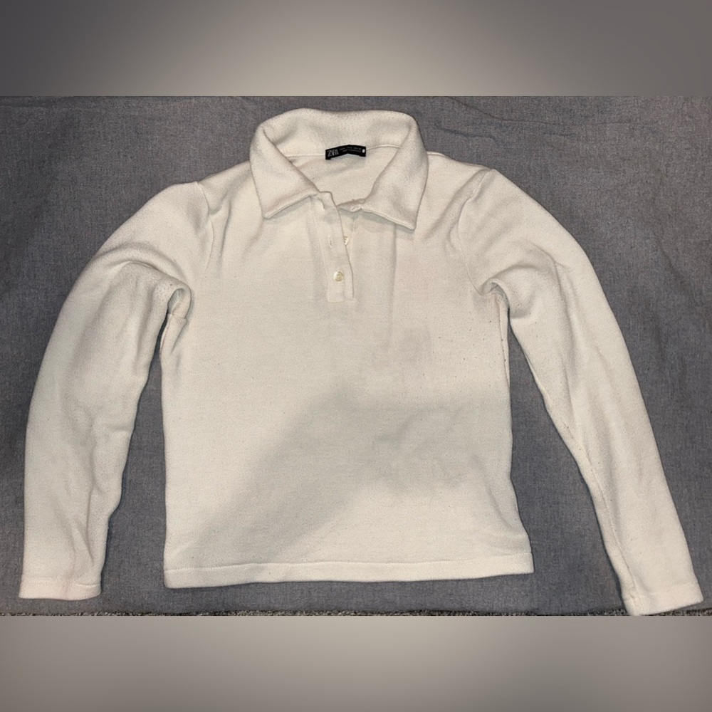 Zara White Collared Sweater